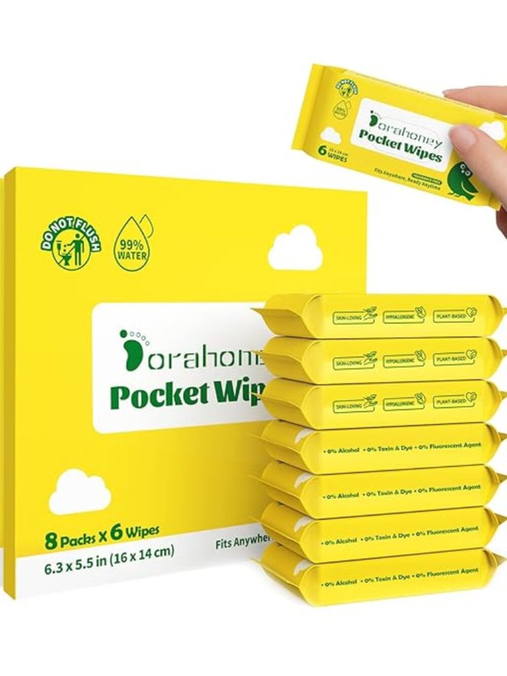 DorahoneyTravel Wet Wipes 144 Count (24 Packs of 6) - NEW